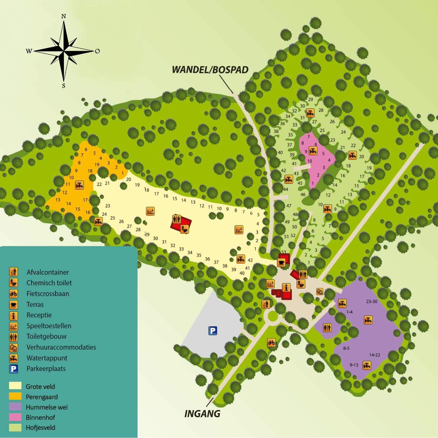 Groot Plattegrond Camping Jena Hummelo Achterhoek met vijf velden